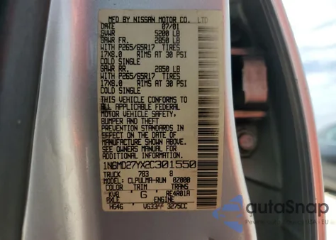 2002 Nissan Frontier Crew Cab Sc из США, поврежденный, VIN 1N6MD27YX2C301550